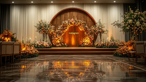 圆形木墙LED球花艺舞台