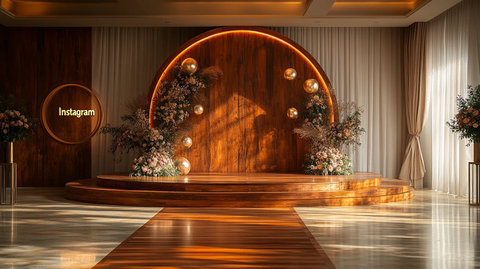 圆形木墙LED球花艺舞台