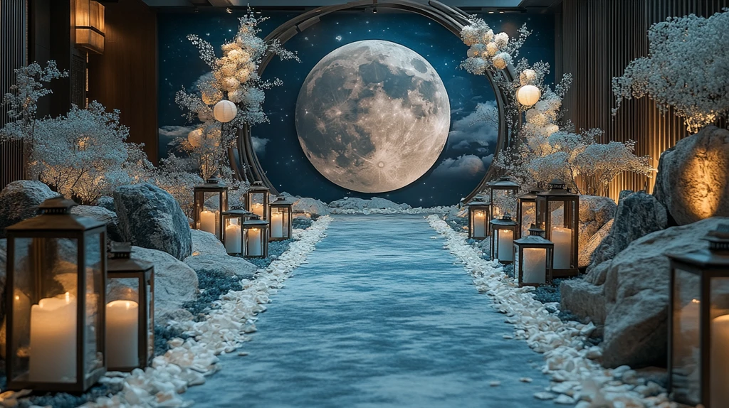 月亮主题婚礼花拱门