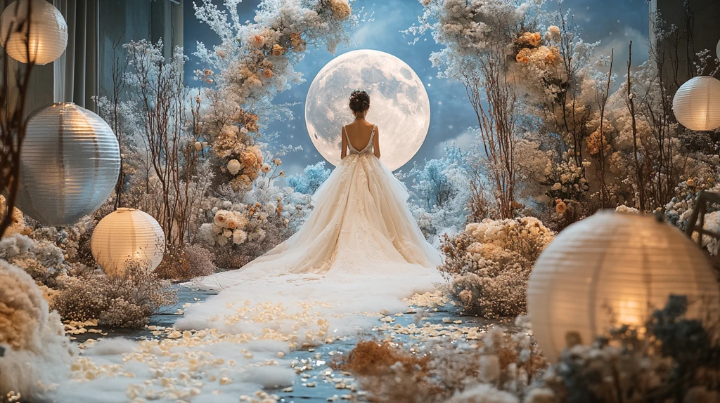 月亮主题婚礼花拱门