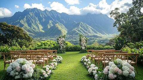 婚礼仪式装饰与山景