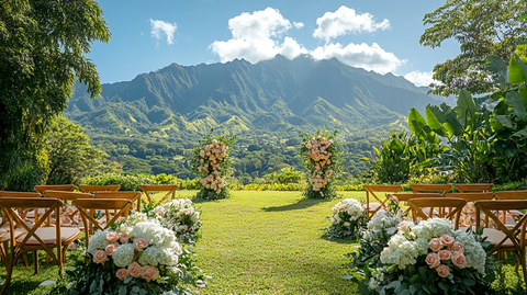 婚礼仪式装饰与山景