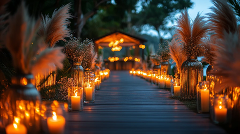 夜晚婚礼装饰与DJ台