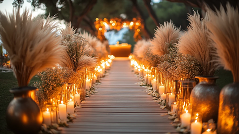 夜晚婚礼装饰与DJ台