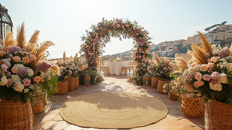 屋顶婚礼布置与城市景观