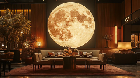 圆月餐桌舞台背景