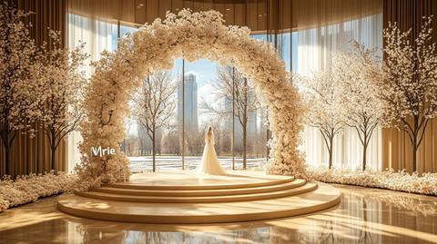 白色花环圆形婚礼舞台