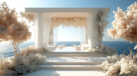 白色婚礼舞台与海景