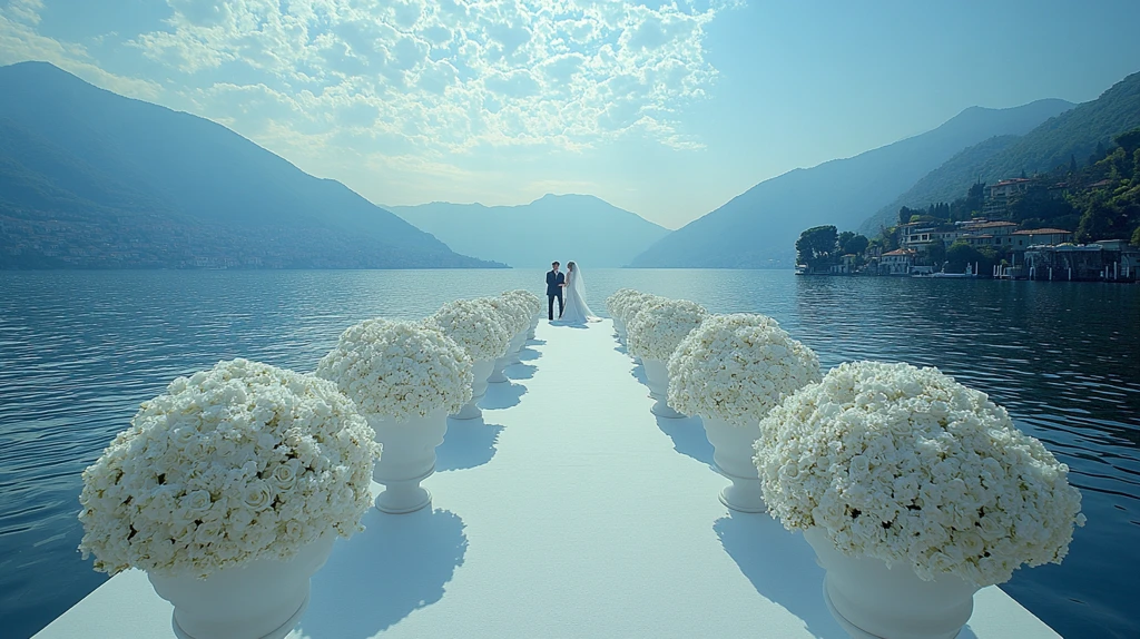 婚礼仪式装饰与湖景