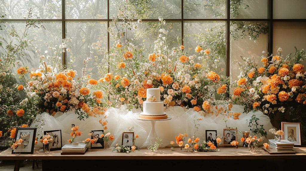 婚礼桌与玻璃墙