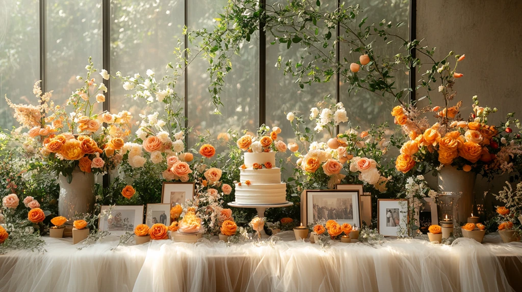 婚礼桌与玻璃墙