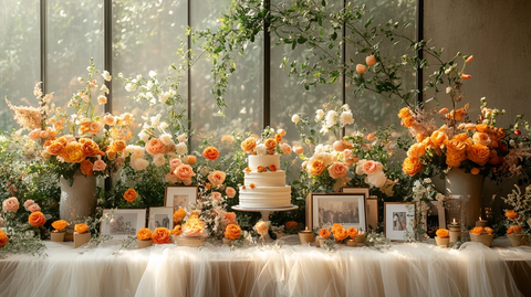 婚礼桌与玻璃墙