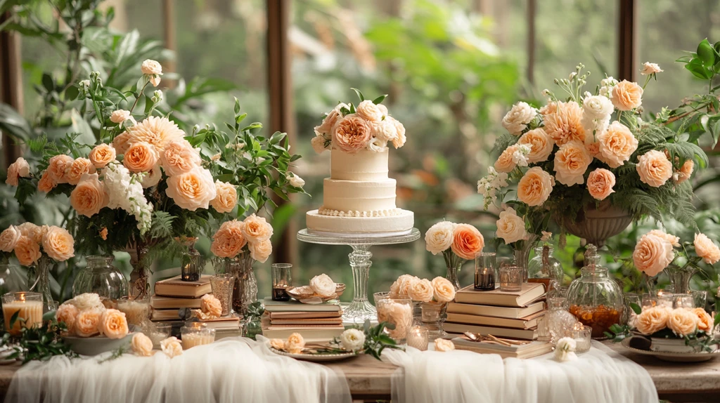 婚礼桌布置与书籍装饰