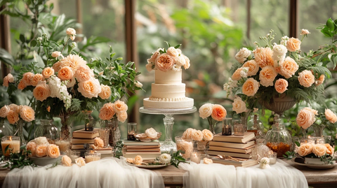 婚礼桌布置与书籍装饰