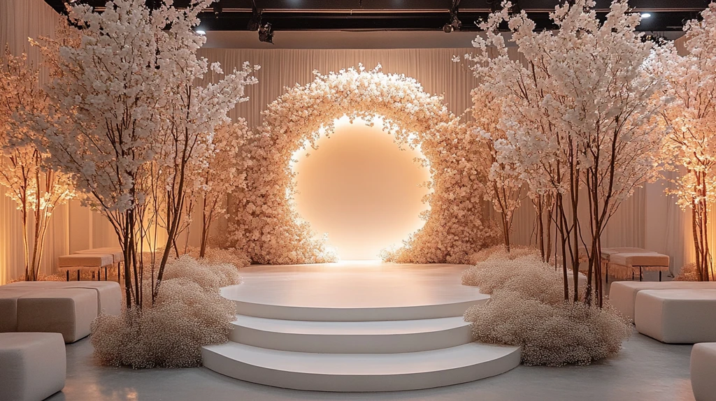 白色花环婚礼舞台设计