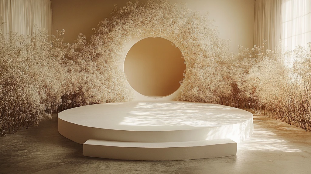 白色花环婚礼舞台设计