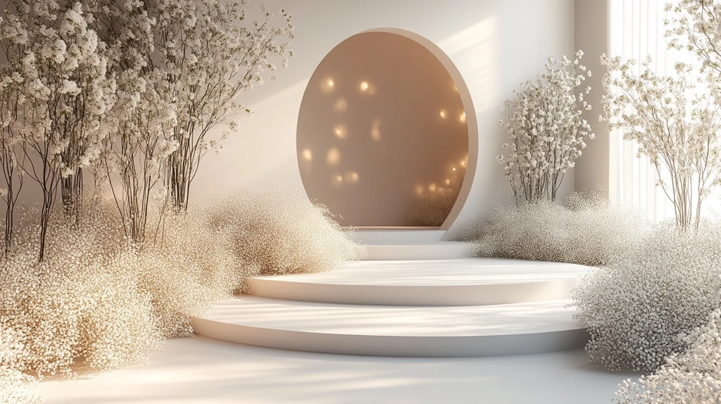 白色花环婚礼舞台设计