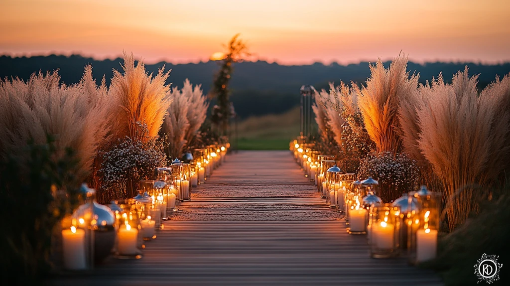 露天婚礼装饰与黑花银瓶