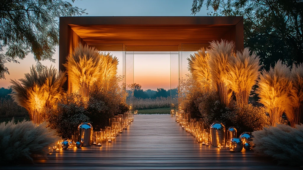 露天婚礼装饰与黑花银瓶