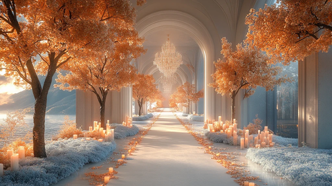 婚礼大厅秋树花毯