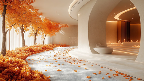 婚礼大厅秋树花毯