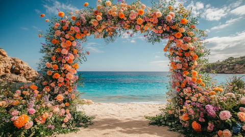 海滩婚礼花拱门装饰