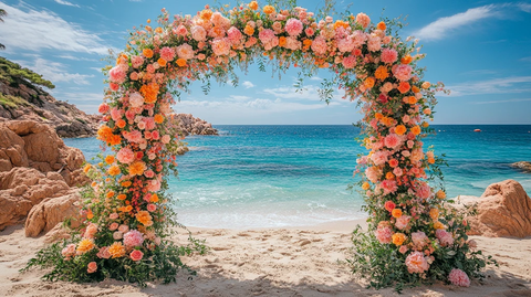 海滩婚礼花拱门装饰