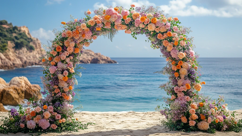 海滩婚礼花拱门装饰