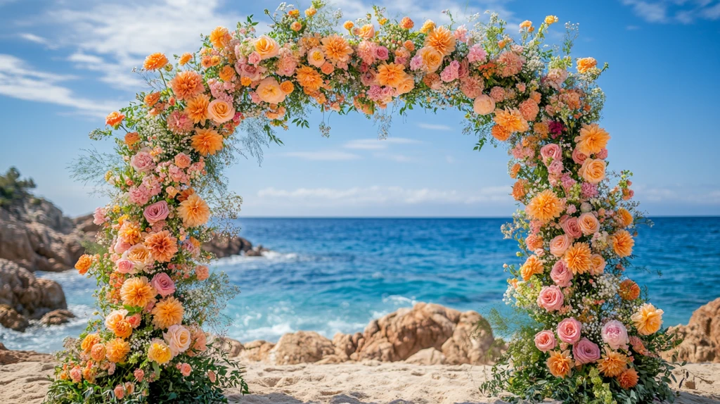 海滩婚礼花拱门装饰