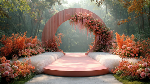 粉色白色婚礼舞台