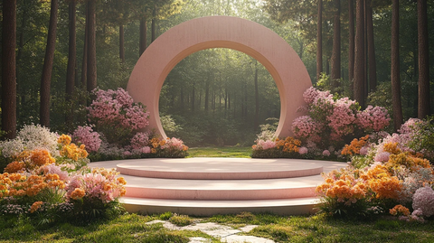 粉色白色婚礼舞台