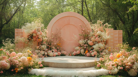 粉色白色婚礼舞台