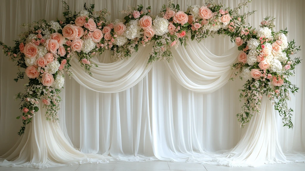 婚礼拱门纱帘花卉设计