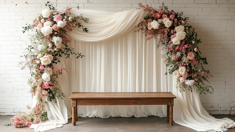 婚礼拱门纱帘花卉设计