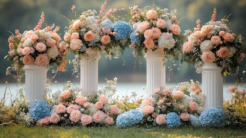 白色基座婚礼花艺