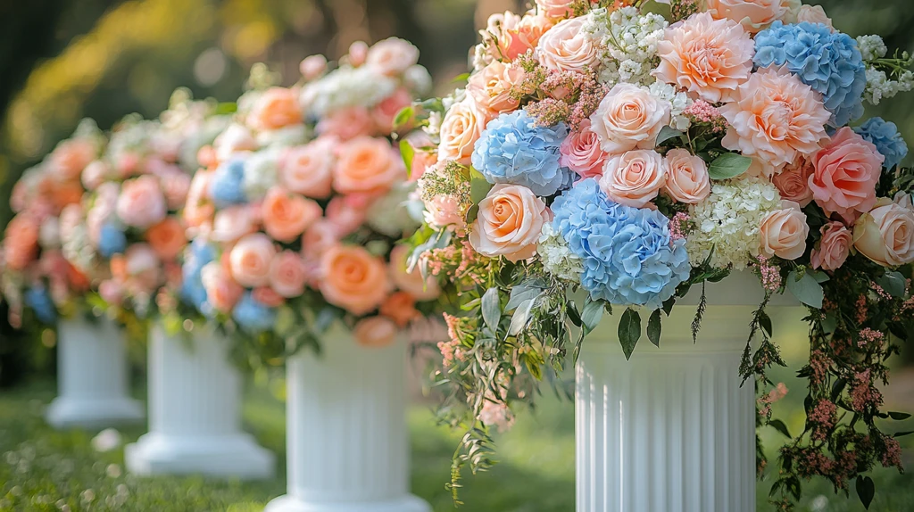 白色基座婚礼花艺