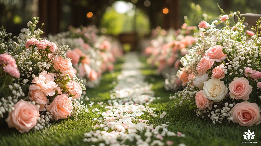 户外婚礼走道花卉装饰