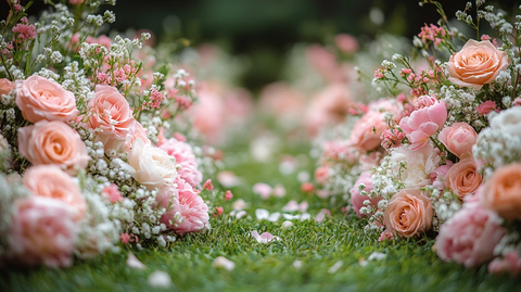 户外婚礼走道花卉装饰