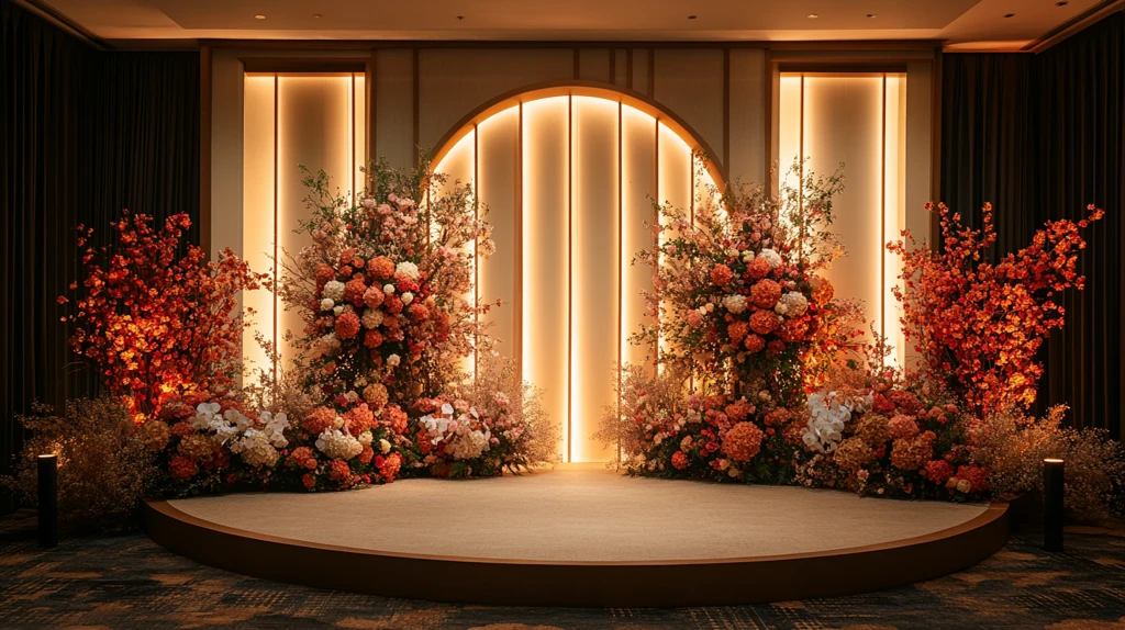 婚礼舞台装饰与花艺布置