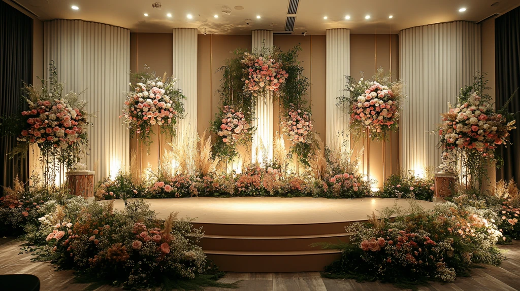 婚礼舞台装饰与花艺布置