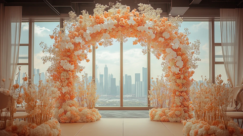 白色橙色花卉拱门