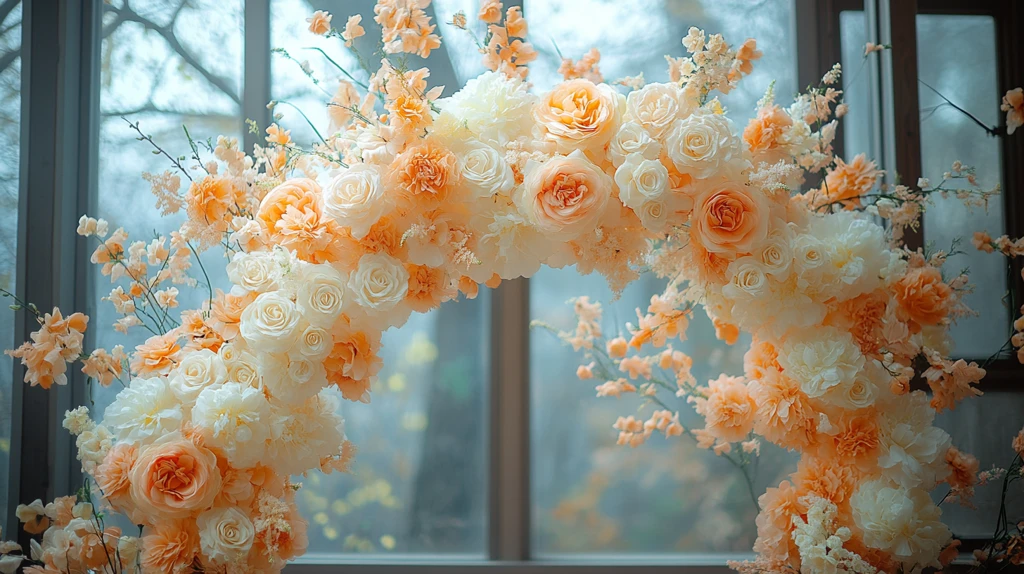 白色橙色花卉拱门