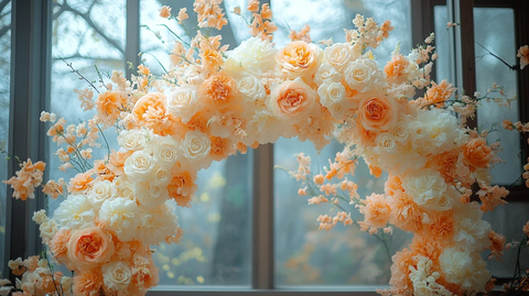 白色橙色花卉拱门