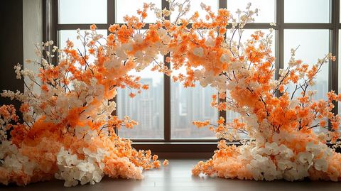 白色橙色花卉拱门