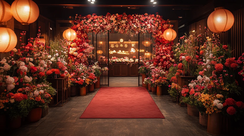 花店入口春节装饰