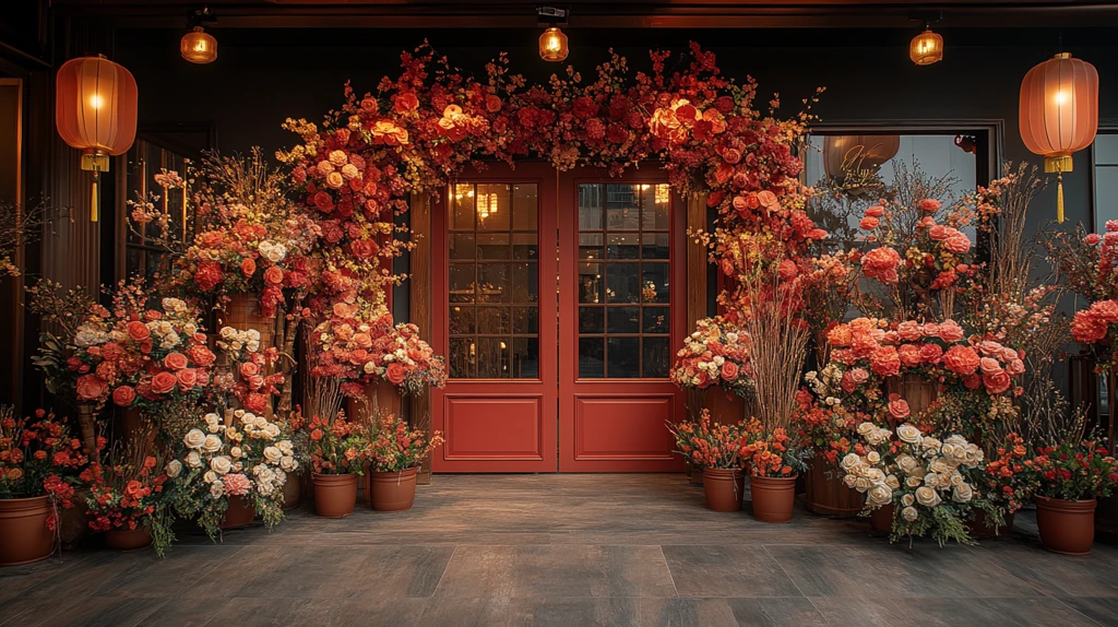 花店入口春节装饰