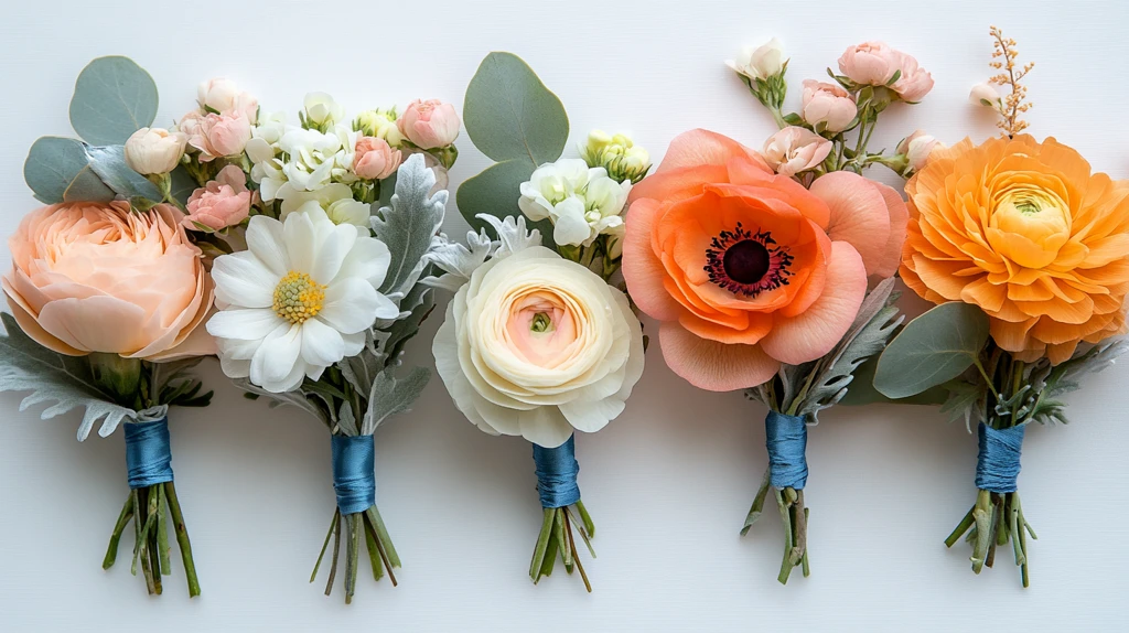 蓝色丝带婚礼胸花设计