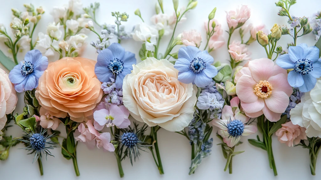 蓝色丝带婚礼胸花设计