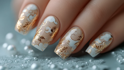云纹珍珠美甲设计