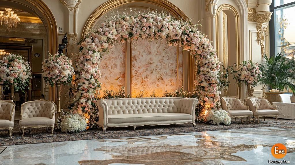 婚礼舞台背景花艺装饰